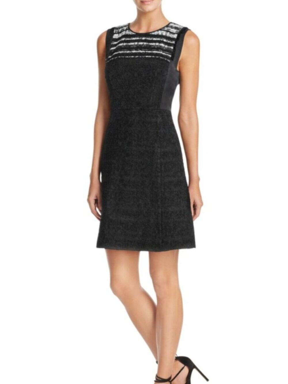 Kobi Halperine Black & White Tweed Sleeveless Dress